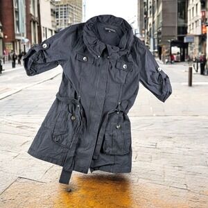 Robert Kitchen‎ Jacket Women XS Belted Military Style Utility Pockets Gothic